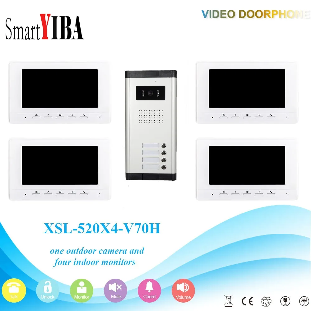 SmartYIBA TFT 7 дюймов Цвет ЖК дисплей экран HD ночное видение камера видео телефон двери визуальный Интерком квартиры системы дверные звонки