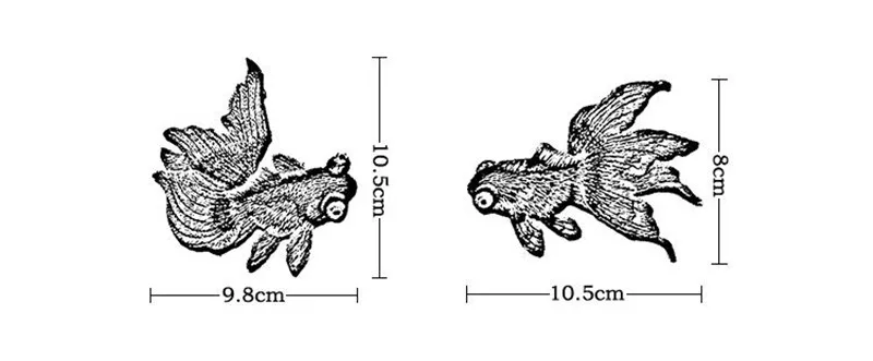 AHYONNIEX бренд черный золотой красный рыба вышитые патчи Швейные наклейки для аппликация на одежду Diy аксессуары