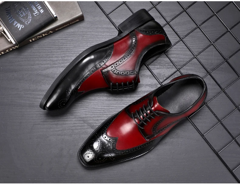 Men's Leather Casual Shoe Mens Genuine Leather Oxfords Shoe Office Casual Leather Shoes Men Brogue Lace-up Oxford Shoes For Men (2)