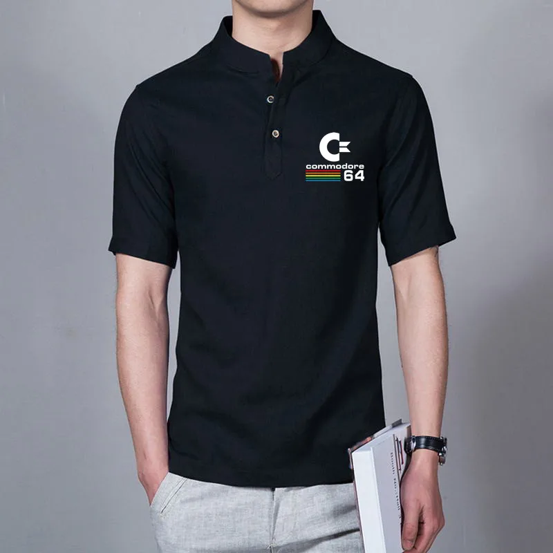 

Shirt Men summer Short-sleeved Cotton Linen Solid Button Beach Shirts Daily Gift high quality New fashion 2019