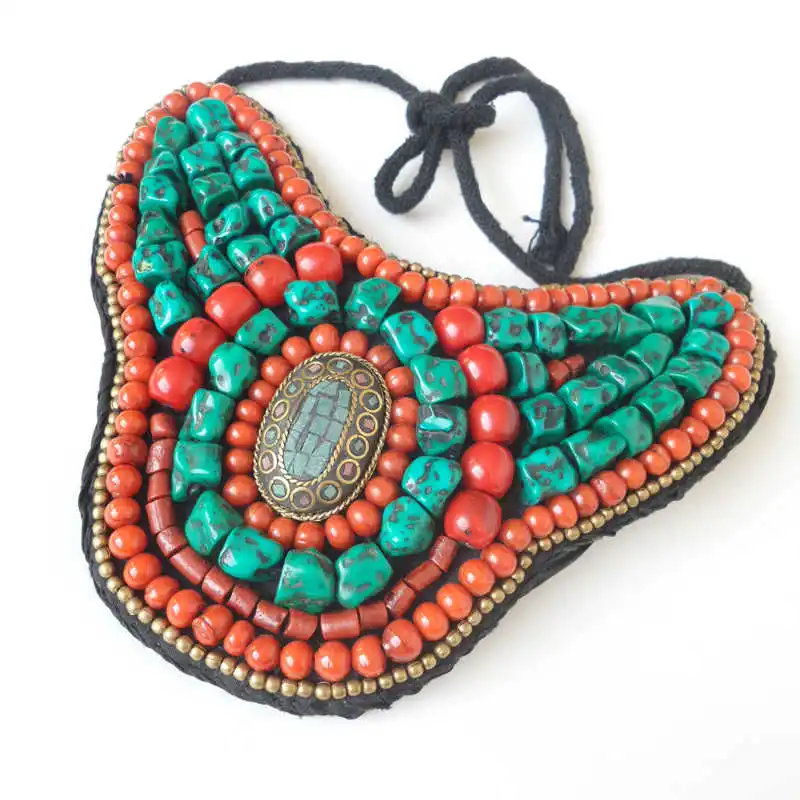 TNL168 Tibetan Necklace Fashion big statement pendant Necklace Nepal colorful beaded sewed Pendants Amazing 2017 New TNL168 Tibetan Necklace Fashion big statement pendant Necklace Nepal colorful beaded sewed Pendants Amazing 2017 New