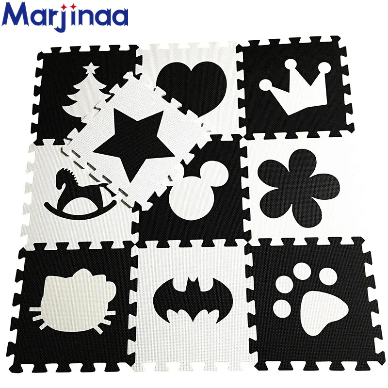 Marjinaa EVA New 10pcs 11 8 11 8 Puzzle Floor GYM Soft Kids Foam Mat Black