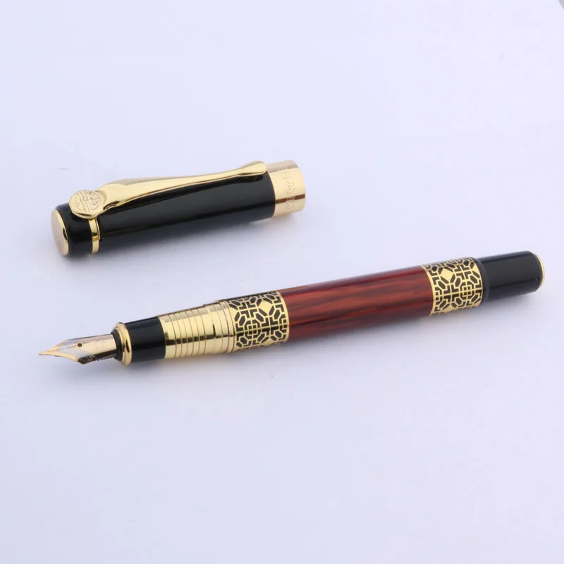 

1pc black new Relief Sculpture imitate Redwood golden Iridium classic fountain pen