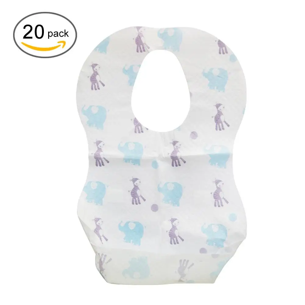 20pcs/lot Waterproof Non-Woven Fabric Disposable Baby Toddler Bibs Feeding Saliva Apron Paper Bibs