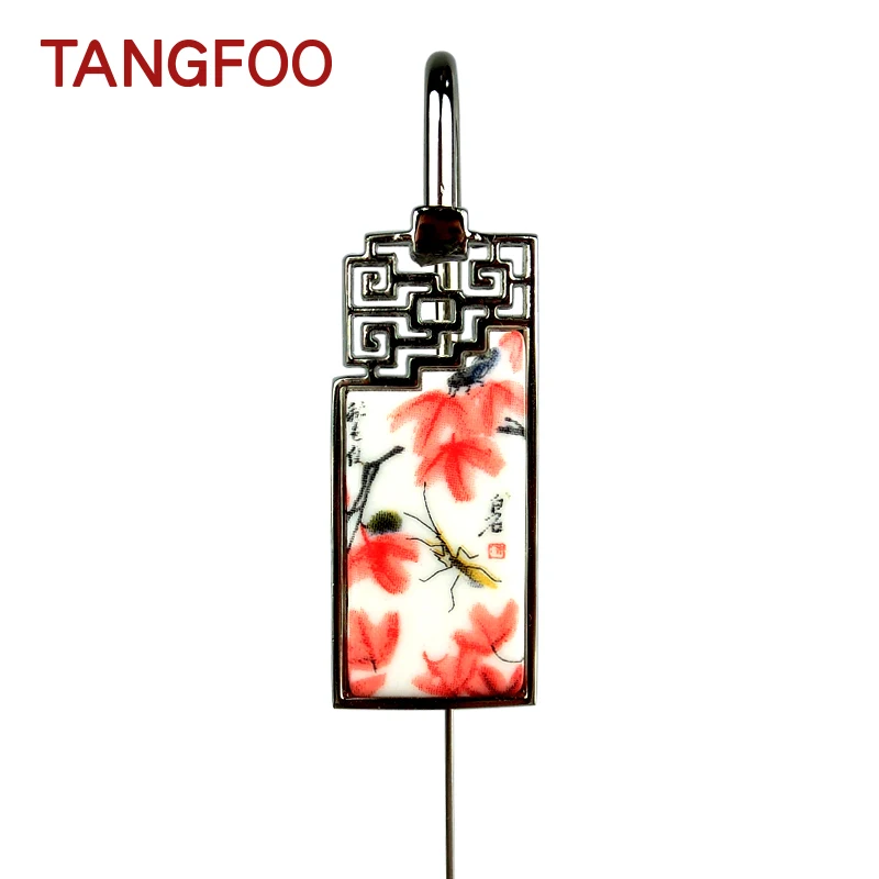 

Traditional Chinese design of flowers and birds gift high quality under glaze color porcelain craft Vintage decorative Bookmark