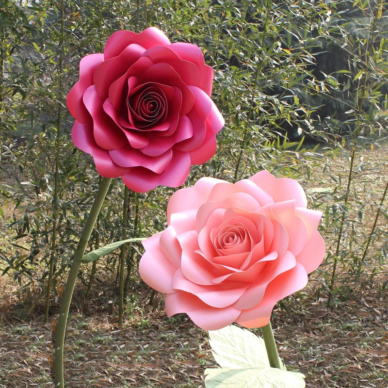 

New Fashionable Rose Paper flower poles festival party decorations performance background decorations home and shop decorations