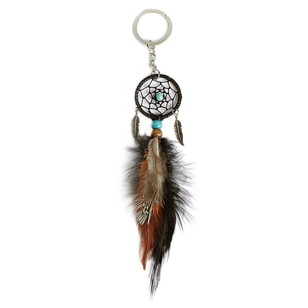 

Tassel Dream Catcher Keychain Leaf Feather Key Chain Ring Ancient Silver Dreamcatcher 1 Pcs 2018 New Hot