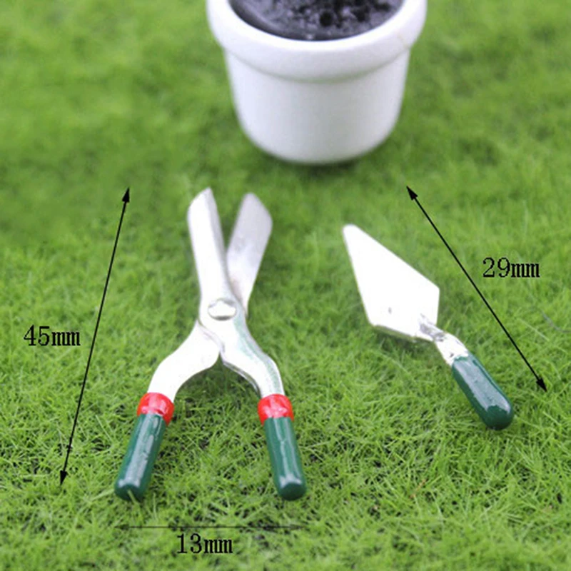 1/12 мини металлическая Лейка ножницы комплект лопат инструмент для имитации обрезки игрушки для украшения кукольного дома аксессуары для кукольного домика