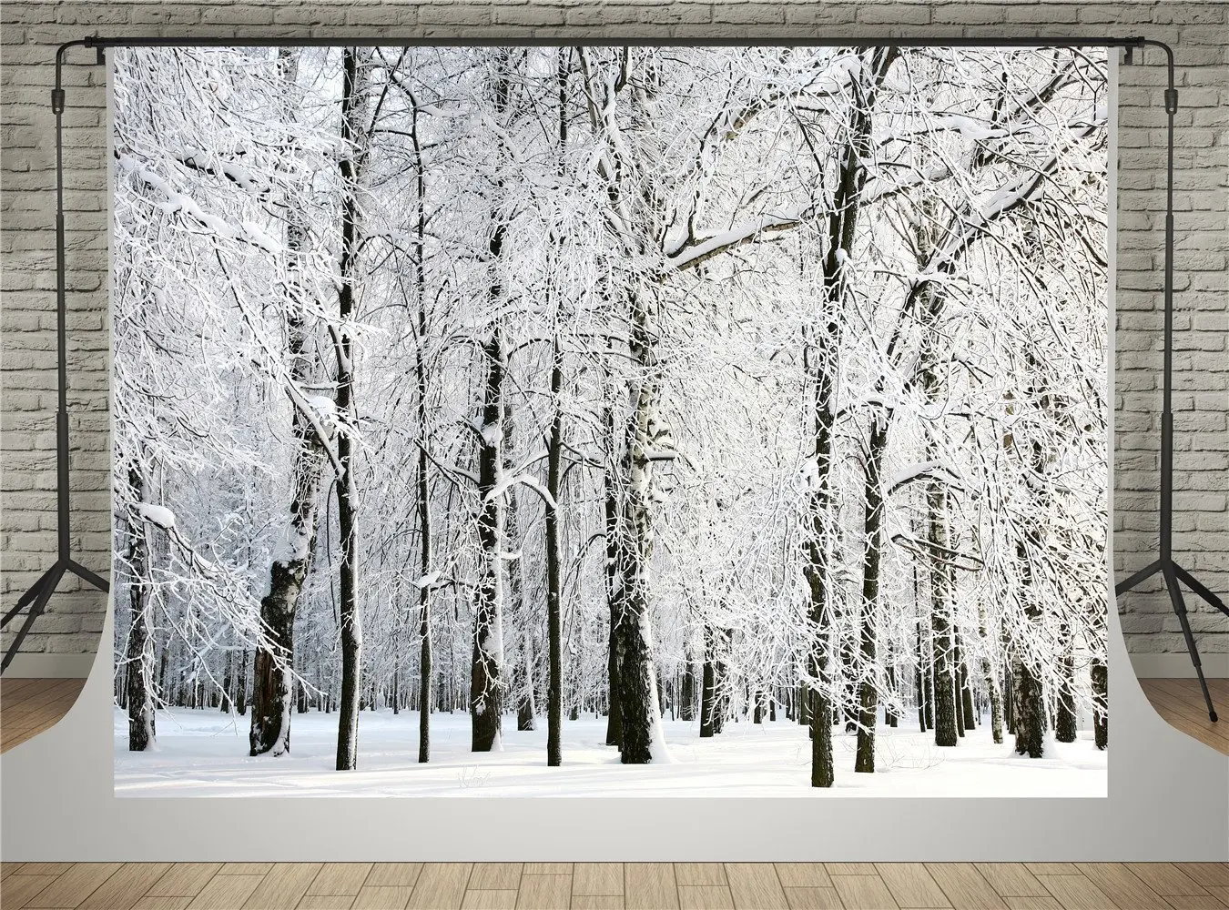 Winter trees snow forest scene wonderland themed backdrops ...