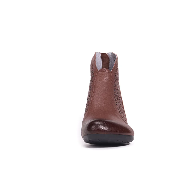 2019 Vintage Femmes Creux Cuir Hauts Brown Sandales Bottes Romaines Printemps Marque Xiangban Véritable Talons Red D'été DW29EHI