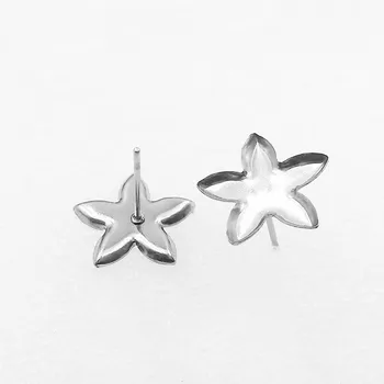 

Blank Stainless Steel Stud Earrings Bases Settings with 12mm Flower Bezel 5 Petals SUS Ear Pins Earrings post DIY Findings