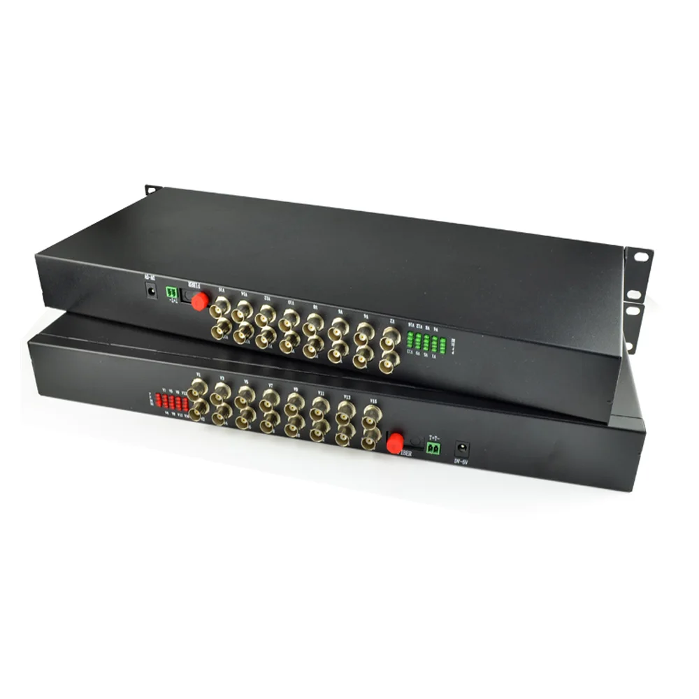 

16 Channel Video Fiber Optical Media Converters Transmitter Receiver - 1U 19'' Rack Mountable For HD CCTV Analog Cameras