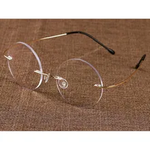 Винтажные круглые титановые оправы без оправы с эффектом памяти, гибкие оправы для очков, очки для мужчин и женщин, очки Rx, светильник
