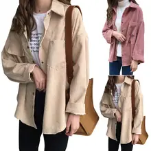 Woman Clothes Loose Shirts Outwear Coats Korean Solid Blouse Long Sleeve Corduroy blouses 2019 spring autumn Women Tops #20