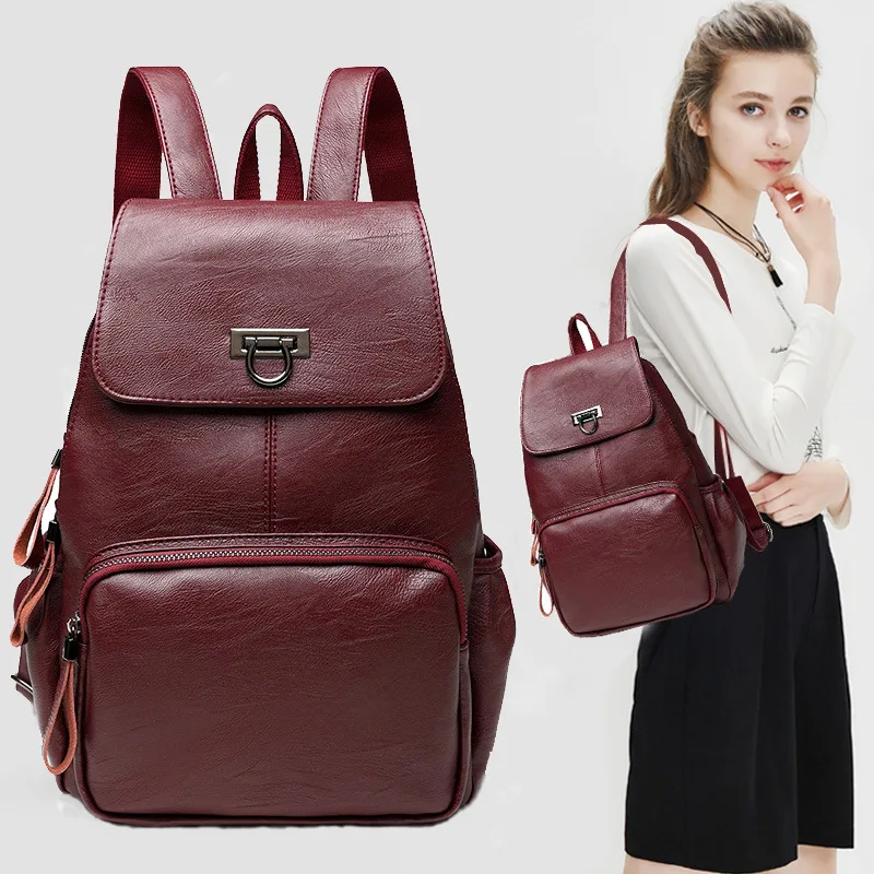 MIWIND Women Backpack Genuine Leather Backpacks Softback Bags Brand Name Bag Sheepskin Backpacks Girls Backpack