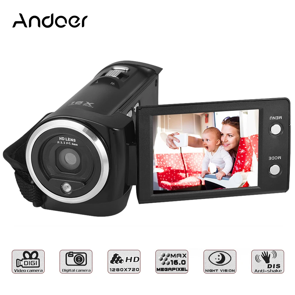 Andoer DV 107 HD 720P Portable Digital Video Camera Camcorder DV