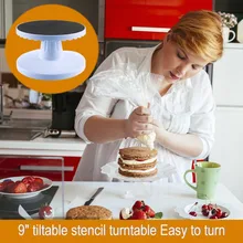 9inch Plastic Cake Stand Plate Adjustable Turntable Rotating Anti-Skid Round Cake Stand DIY Cake Pan Kitchen Baking Tools Accs