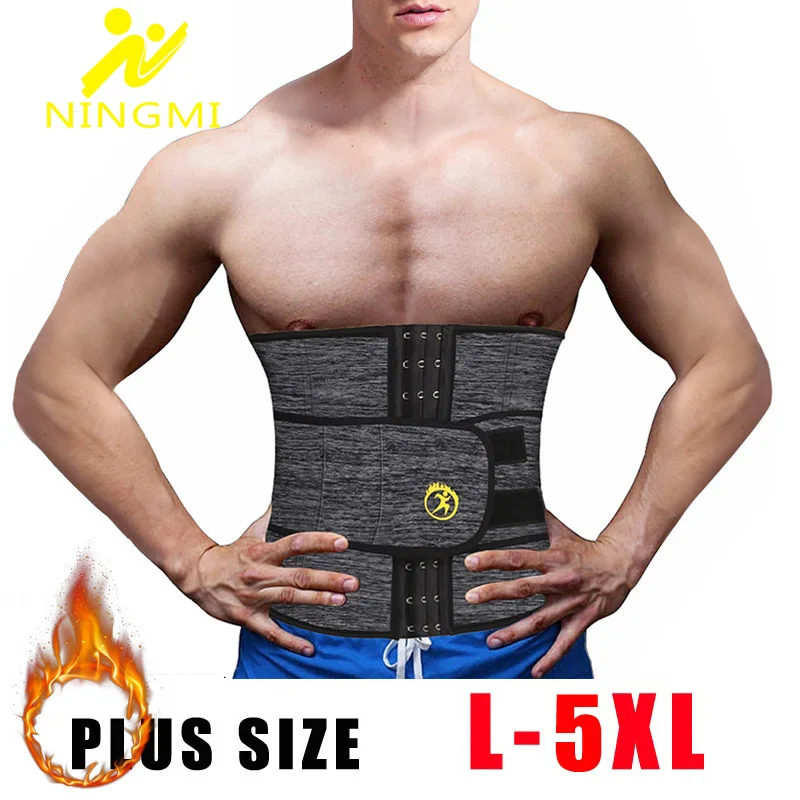 Günstige NINGM L 5XL Männer Taille Trainer mit Tasche Neopren Körper Shaper Cincher Korsett Modellierung Gürtel Abnehmen Shapewear Strap Plus Größe