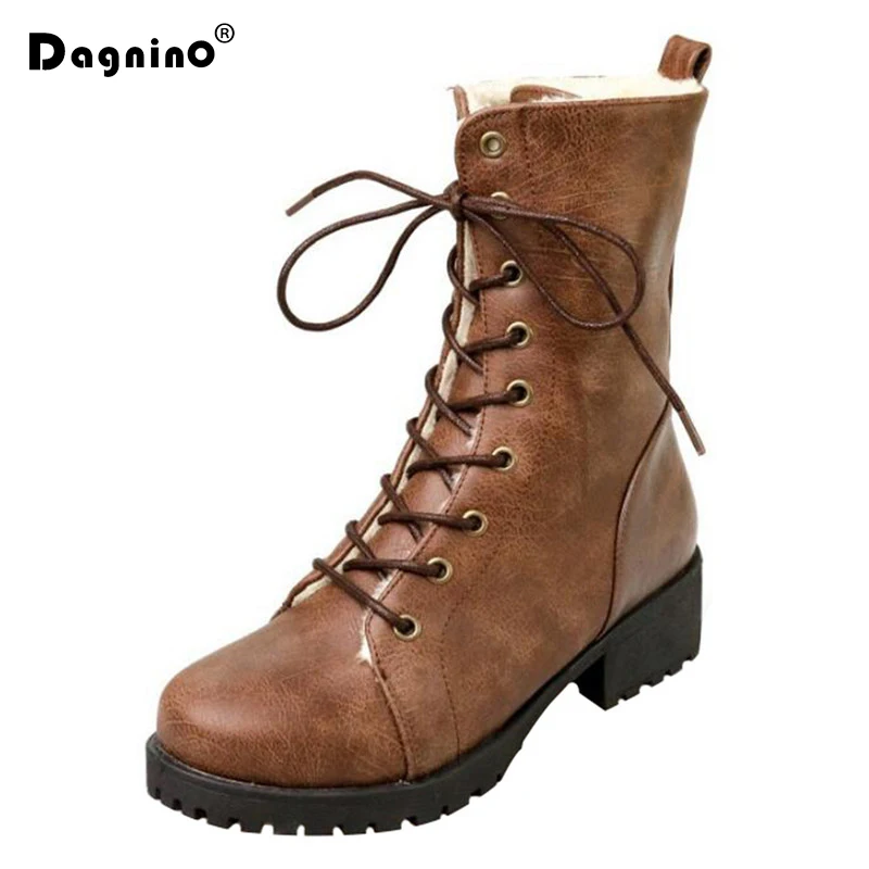

DAGNINO 2019 Women Snow Boots Winter Warm Black Shoes Fashion Ankle Boots With Thick Plush Inside Woman's Boots Plus Size 35-43