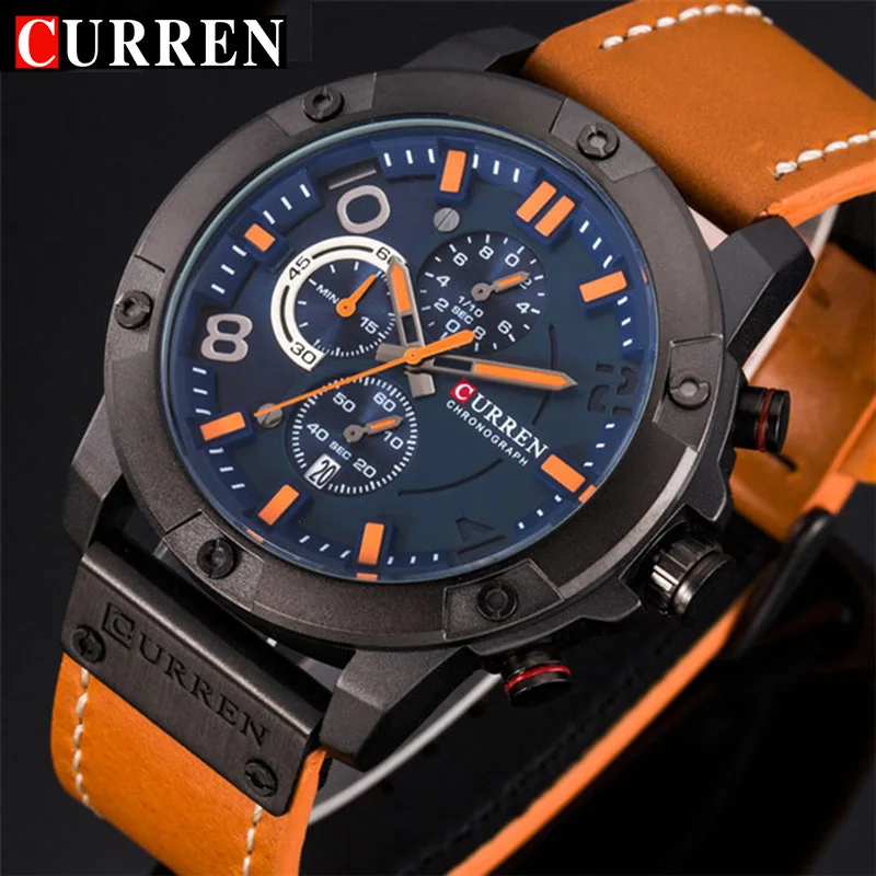 

CURREN Chronograph Sport Man Watch Men's Watches Luxury Brand Leather Quartz Male Wristwatch Men Montre Homme Hodinky Clock