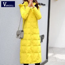 Vangull 4XL новая белая куртка-пуховик для женщин, плотное длинное зимнее пальто для женщин с капюшоном, Корейская женская куртка-пуховик Doudoune Femme