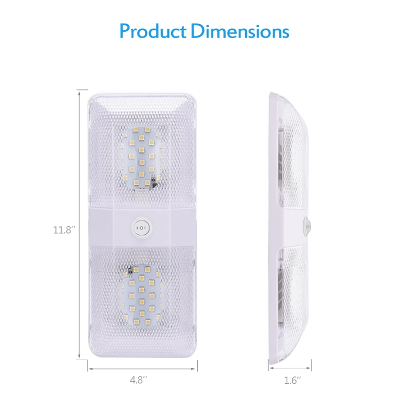 MICTUNING 2 шт. Модные двойной светодиодный купольный светильник 3-позиционный переключатель 11-18V Потолочный декор замена лампы для прицепа с прицепом