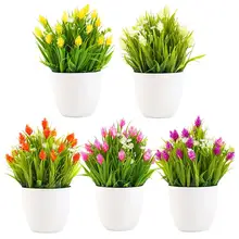 1 шт 5 цветов Новые горшок искусственный цветок, бонсай DIY сценическое садовый Свадебный дом вечерние декор в форме искусственных цветов