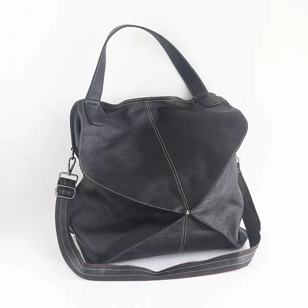 

Casual Designer Unique Irregular Shaped Genuine Leather Women's Large Capacity Messenger Bag Handbag Female Single Shoulder Bag