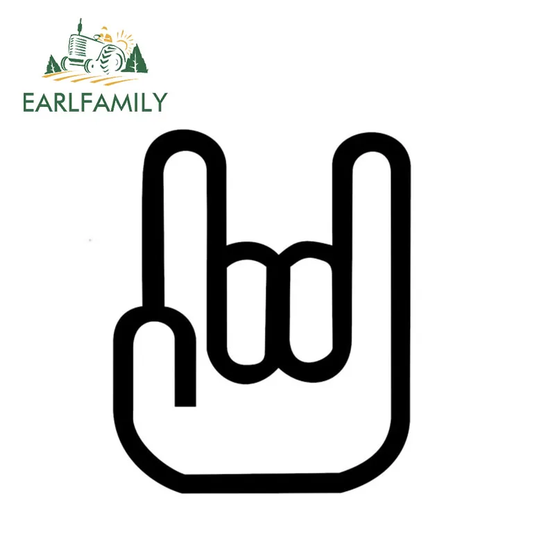 

EARLFAMILY 12.5cm x 10cm Rock On Rocker Hand Sign Sticker Vinyl Decal JDM Metal Hard Rock Electric Guitar Black/Silver