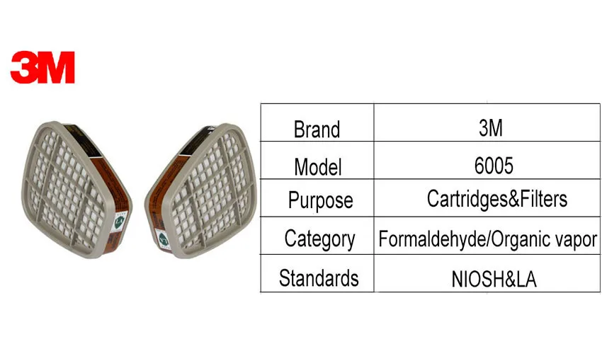 3 м 6005 картридж дыхательные фильтры от дыма/органический паровой картридж респираторная защита NIOSH одобрено использование с 3M маской M890