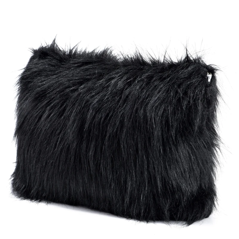 Black fluffy Mongolian Lamb Pillows Cover Living Room Faux Fur Couch Throw Pillow Covers Both ...
