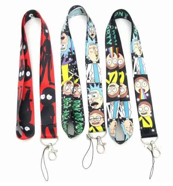 

New 12pcs Cartoon Rick And Morty Key Lanyard Badge ID Cards Holders Neck Straps with Keyring children Gifts