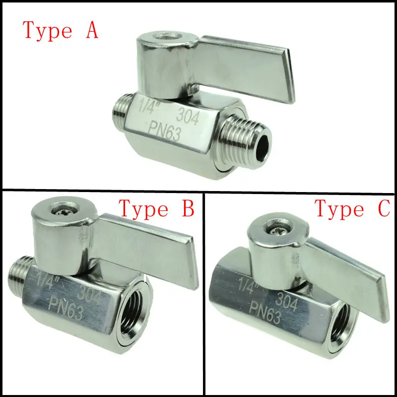 Нержавеющая сталь 304 1/" 1/4" 3/" 1/2" мужской/женский/Мужской Женский BSP резьба мини шаровой клапан