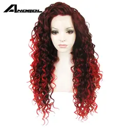 Anogol высокое температура волокно Розовый Красный Фиолетовый синтетические волосы Искусственные парики длинные золотой блондинка курчавые