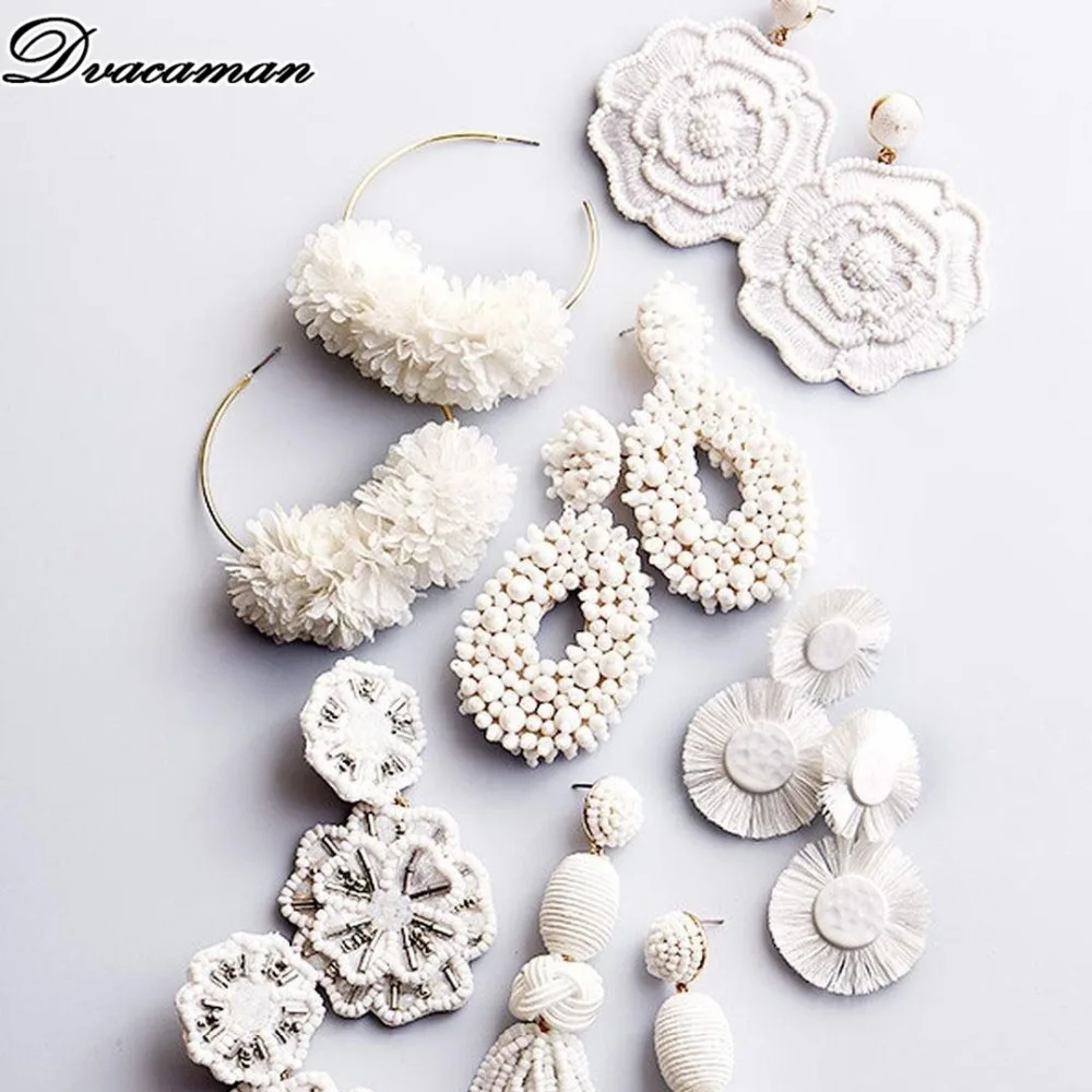 

Dvacaman ZA Handmade Beads Water Drop Earrings Women 2019 New Boho Round Flower Resin Statement Earrings Party Gifts Jewelry