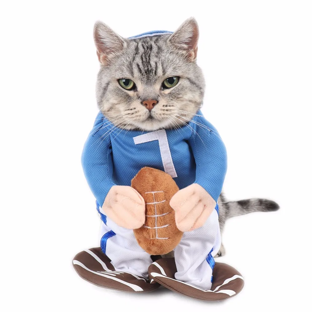 

Rugby Player Cat Costumes Sportsman Cosplay Suit for Pets Funny Cat Clothes Clothing disfraz gato S-XL