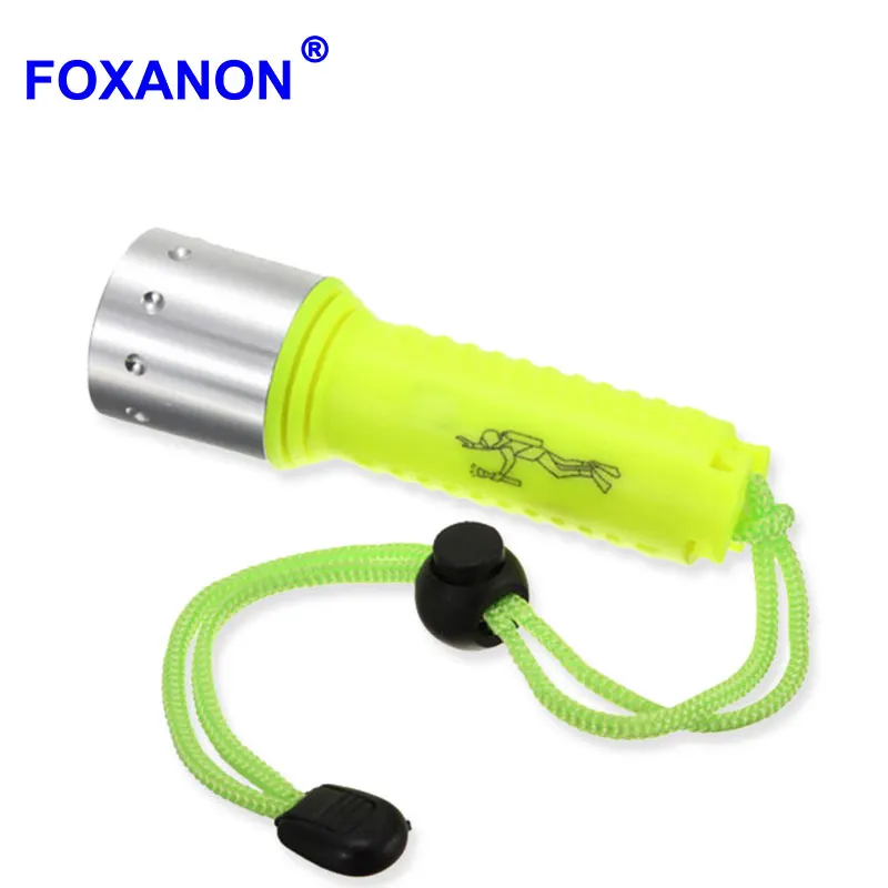 Foxanon светодиодный фонарик T6 факелы Дайвинг 1800lm CREE XML-T6 Водонепроницаемый подводного погружения факел лампы 500 м Применение 1x18650 аккумулятор