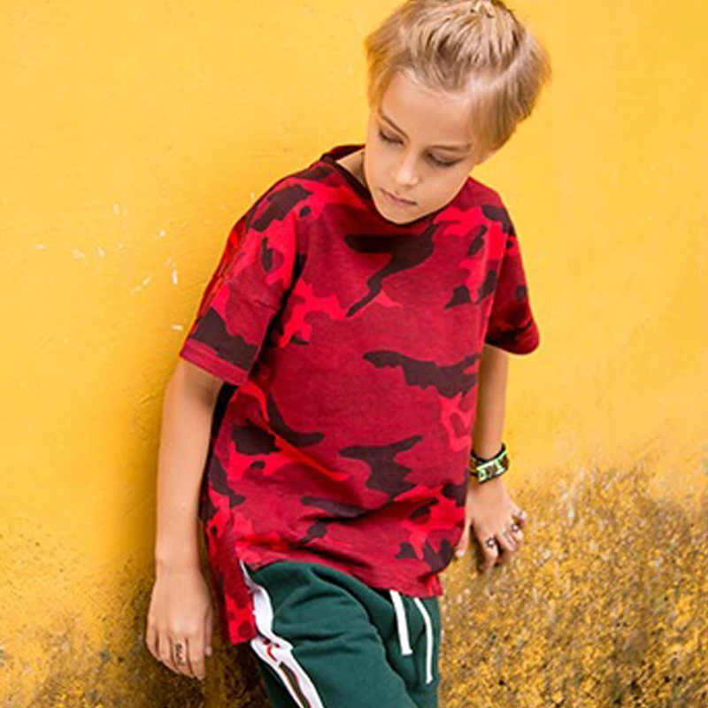 

5-12 Yrs Teenage Boys T-Shirt Summer Kids Short Sleeve Top Tees Fashion Camo T-shirt For Boys Cotton Casual Children's Clothing