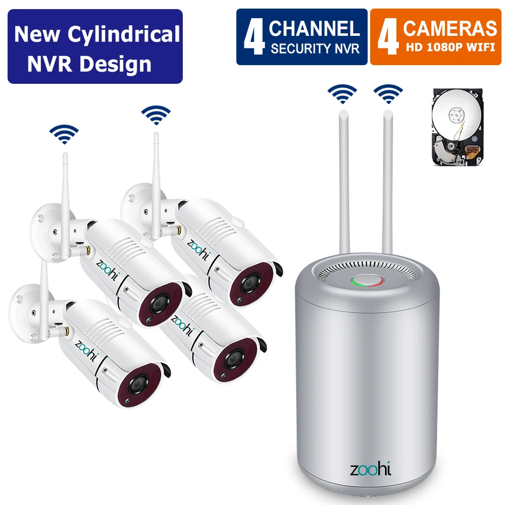 

Zoohi 1080P Wireless Security Camera System Outdoor Video Surveillance Camera Kit Waterproof Night Vision P2P Wireless Camera