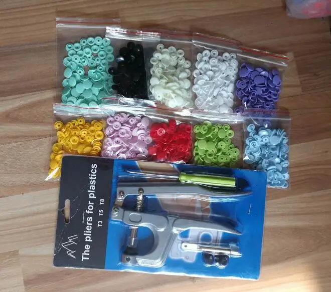 

200set Kam Hualian Button Fastener Snap Plier Set for Plastic Resin Snaps Button Fastener For Baby Clothes Diapers Clips