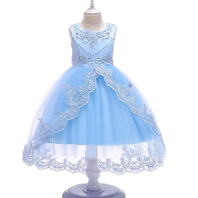 

Flower Girls dresses Baby Beaded Rhinestone Lace Tulle Princess Tutu Dress Embroidered Kids Ball Gown Pageant Wedding Dress