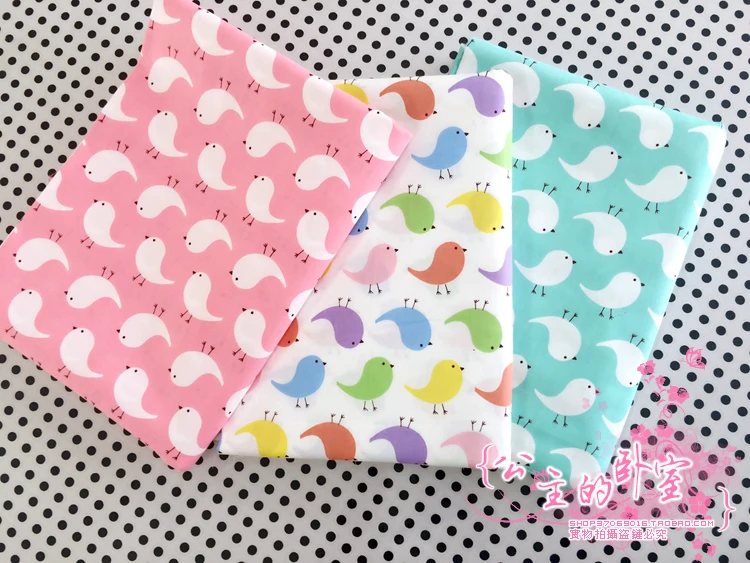 

NEW! 3pcs Birds Dobby Printed Bedding Cotton fabrics Quilting Patchwork Fabric Fat Quarter Bundle DIY Sewing For cloth 50*40cm