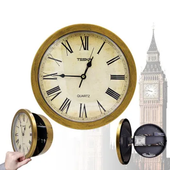 

Retro Rome Storage Bronze Wall Clock Creative Hidden Wall Hangings Safe Box Jewelry Storage Box Clock Craftwork Ornaments X1606