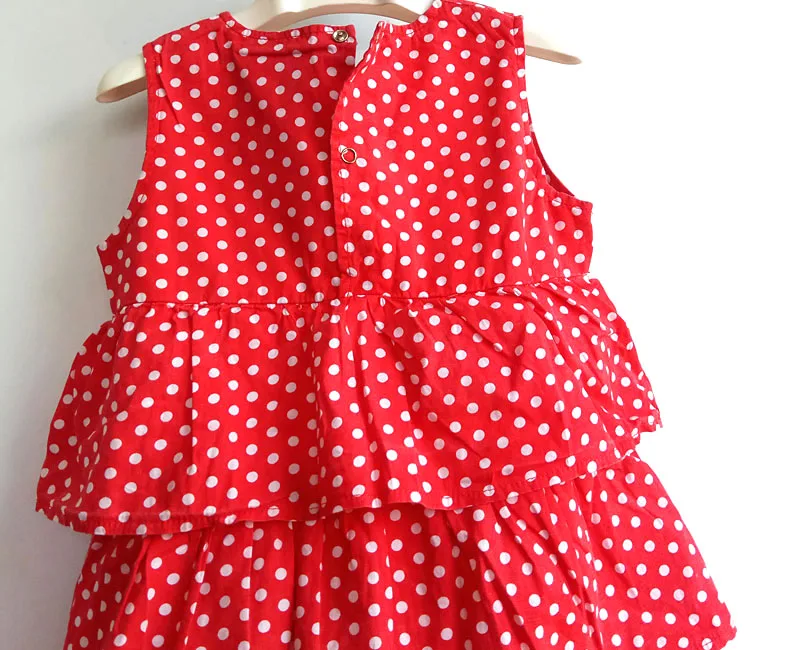 Летнее платье для девочек детское хлопковое платье в горошек с круглым вырезом Новое модное нарядное платье для дня рождения пляжное платье для От 2 до 7 лет