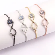 Модные 10 шт. медные микро Pave CZ Lucky 8 количество цепи браслеты и браслеты для женщин ювелирные изделия