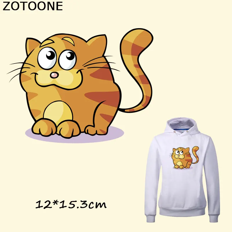 

ZOTOONE Cute Cartoon Cat Iron on Transfer Patches for Clothes Decoration DIY Stripes Applique T-shirt Custom Patch Stickers E