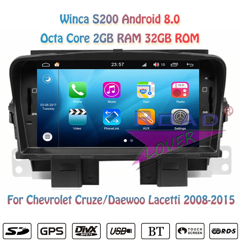 Excellent Winca S200 Android 8.0 Car DVD Player For Chevrolet Cruze Daewoo Lacetti 2008-2015 Stereo GPS Navigation Autoradio Magnitol 2Din 0