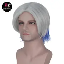 Miss U волосы синтетические короткие прямые волосы серый и голубой цвет Хэллоуин фильм Косплэй парик