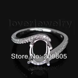 Solid 14 К белого золота Овальный 6X8 мм полу крепление обручальное кольцо на заказ ювелирные изделия с алмазами для женщин SR119