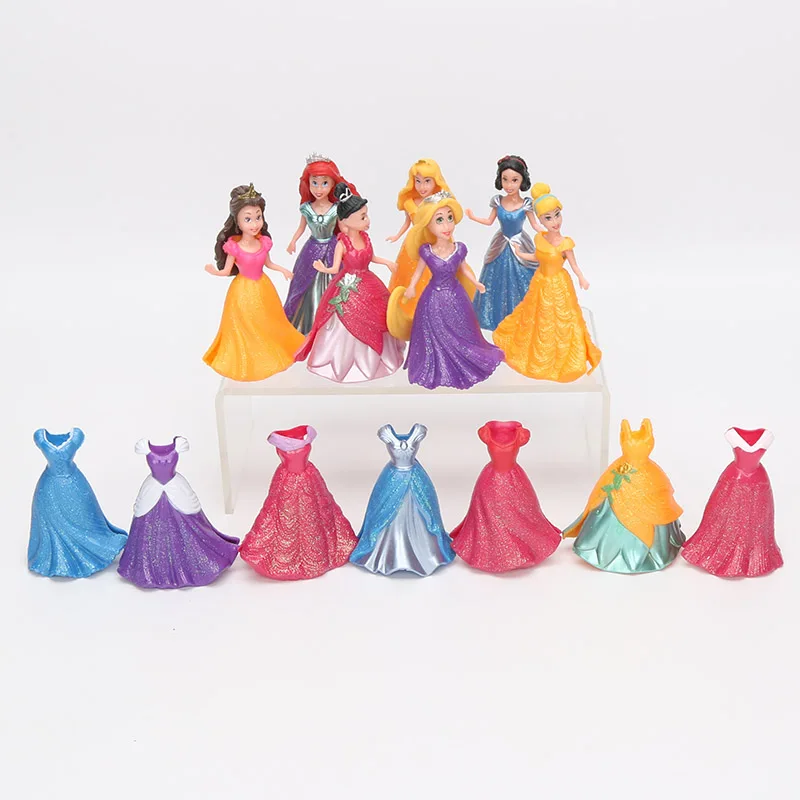 

14pcs 12pcs Princess Anime PVC Figure Set With Magic Clip Dress Baby Toy Toys For Girls 8~9cm